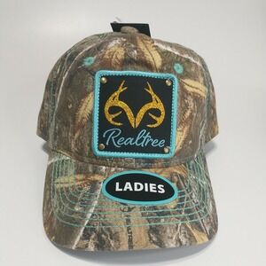 Realtree Edge Womens Camo Baseball Hat Turquoise Gl Antler Logo Snapback